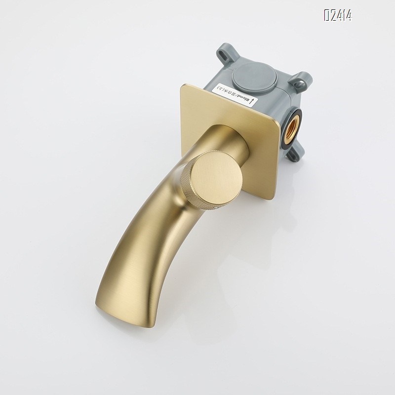 Wall Mounted Brass Basin Faucet Hot and Cold Integrated Concealed Embedded Waterfall Outlet Wall-Mounted Faucet