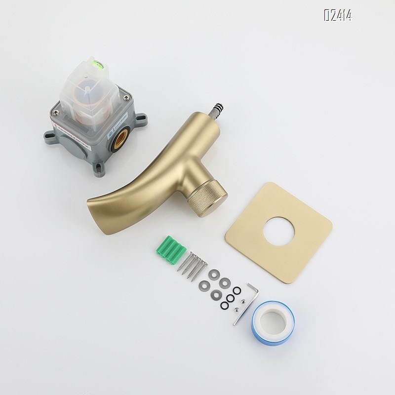 Wall Mounted Brass Basin Faucet Hot and Cold Integrated Concealed Embedded Waterfall Outlet Wall-Mounted Faucet