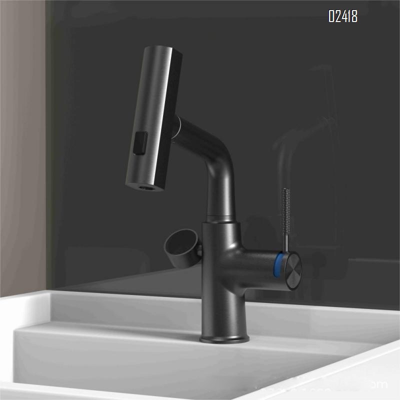 zinc alloy  Digital Display Pull-out Basin Faucet Multi-functional Telescopic Hot and Cold Water Adjustable Basin Faucet