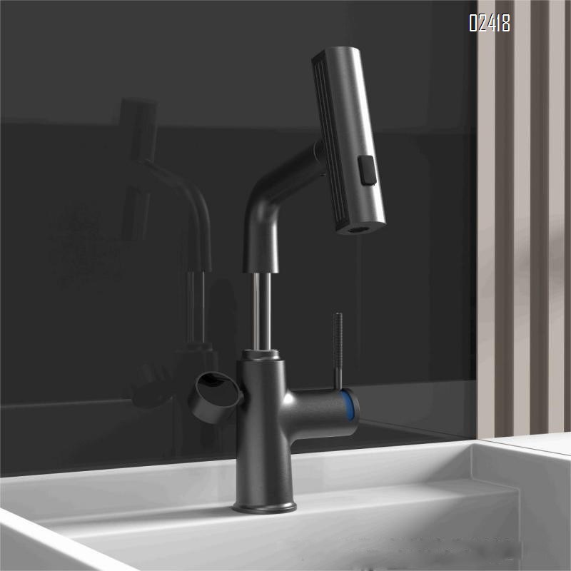 zinc alloy  Digital Display Pull-out Basin Faucet Multi-functional Telescopic Hot and Cold Water Adjustable Basin Faucet