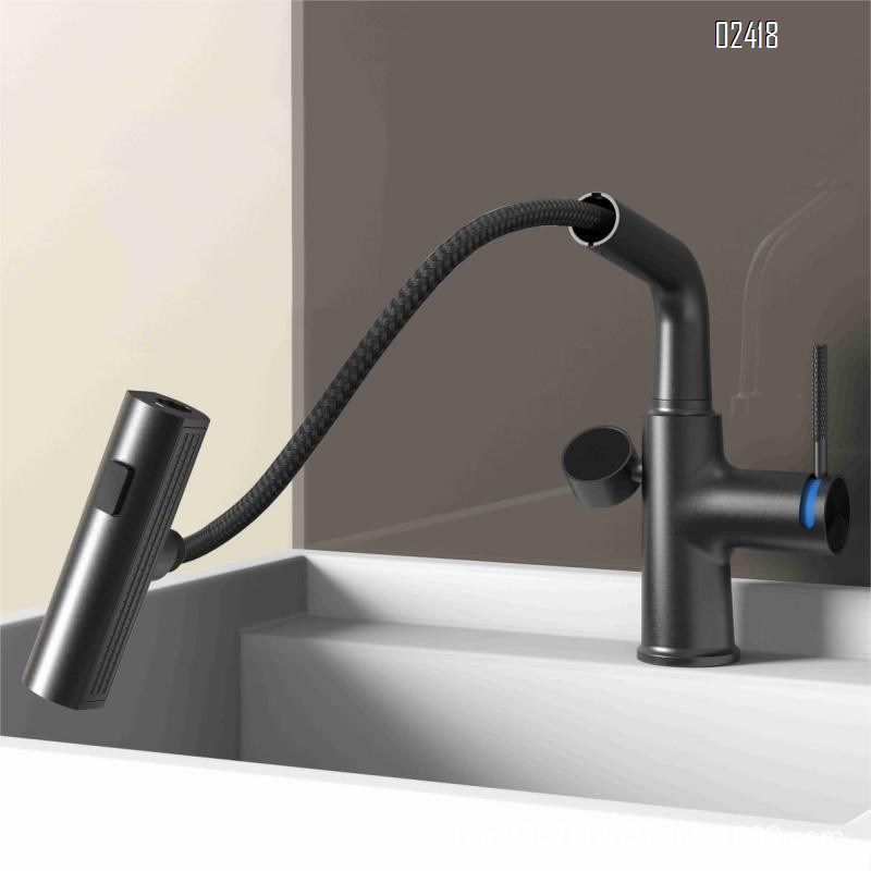zinc alloy  Digital Display Pull-out Basin Faucet Multi-functional Telescopic Hot and Cold Water Adjustable Basin Faucet