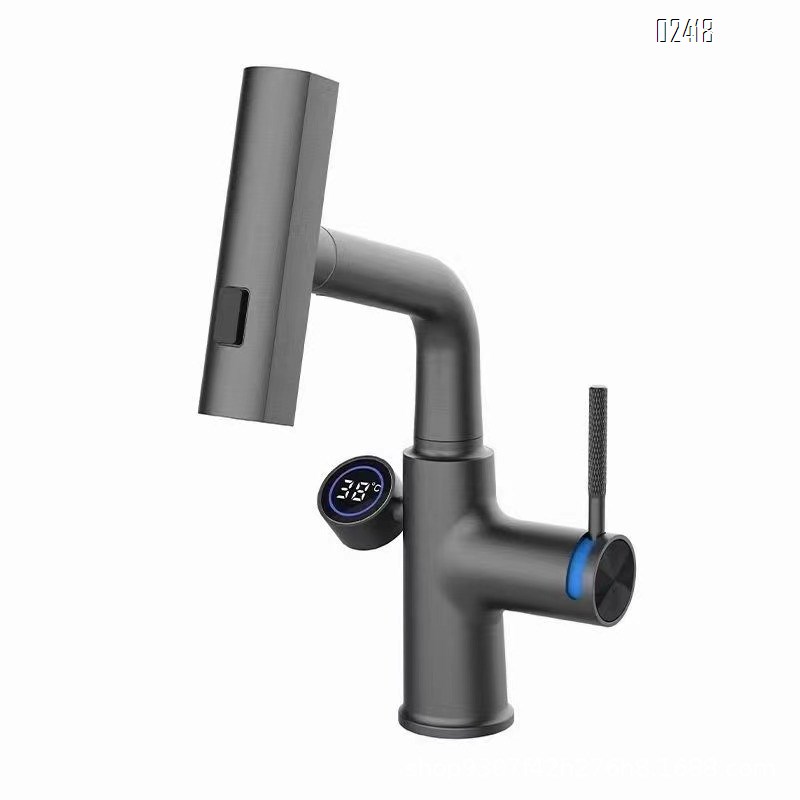 zinc alloy  Digital Display Pull-out Basin Faucet Multi-functional Telescopic Hot and Cold Water Adjustable Basin Faucet
