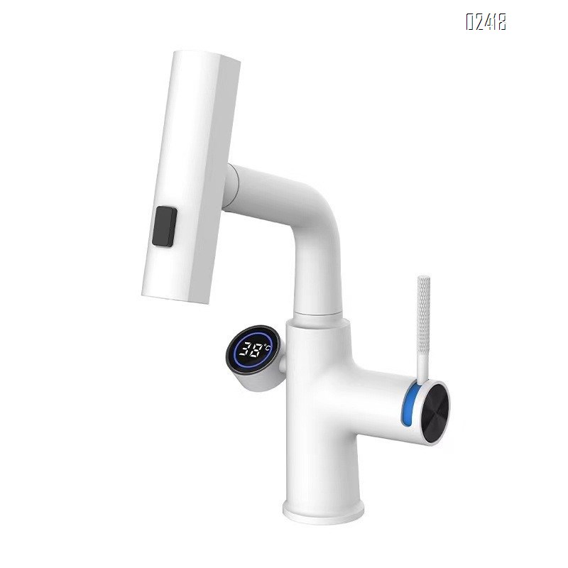 zinc alloy  Digital Display Pull-out Basin Faucet Multi-functional Telescopic Hot and Cold Water Adjustable Basin Faucet