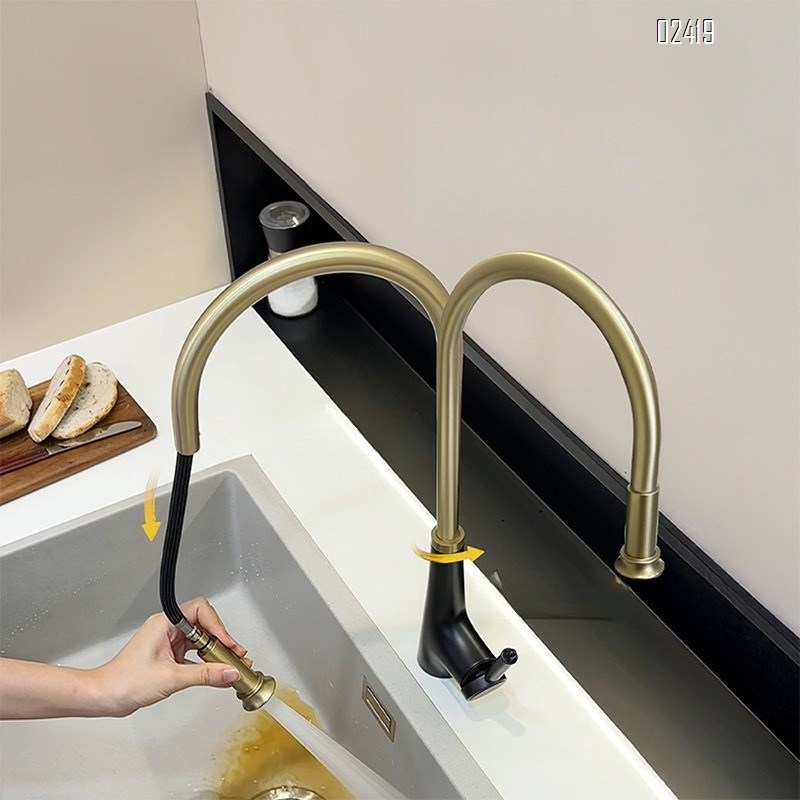 Modern Household Kitchen Sink Basin Hot and Cold Pull-out Multi-functional Universal Faucet Tap