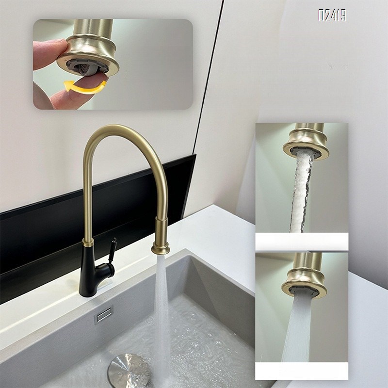 Modern Household Kitchen Sink Basin Hot and Cold Pull-out Multi-functional Universal Faucet Tap