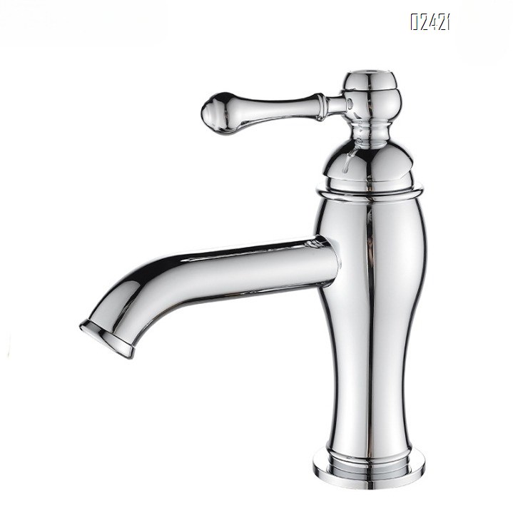 Antique Brass French Single Hole Basin Faucet for Home Bathroom Under Counter Basin Hot and Cold Water Faucet