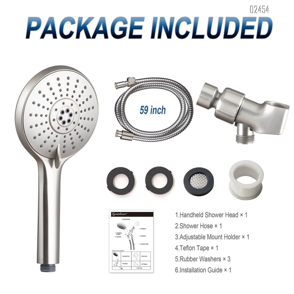 High Pressure 10 Functions Shower Head Set with Handheld Hose and Bracket Portable Pressurized Shower Head  for Bathroom