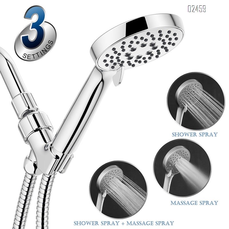 High Pressure 3 Spray Mode Handheld Shower Head Set with Hose and Bracket Shower Head with Adjustable bar  for Bathroom