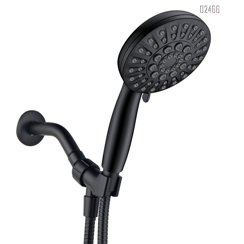 6 Spray Mode Black Shower Head with Handheld  High Pressure Shower Head Set with Hose and Bracket for Bathroom