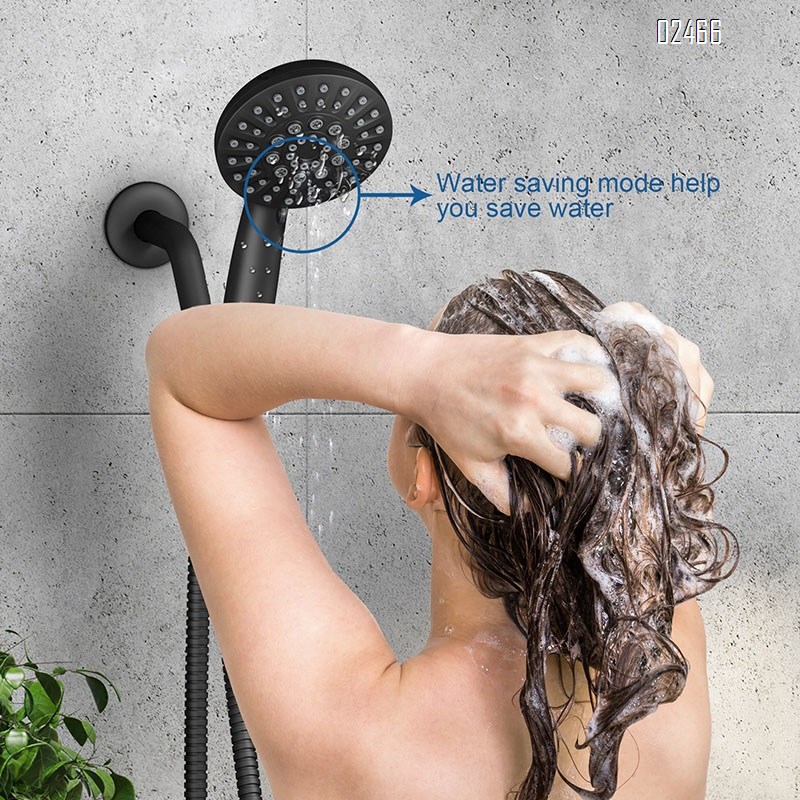 6 Spray Mode Black Shower Head with Handheld  High Pressure Shower Head Set with Hose and Bracket for Bathroom