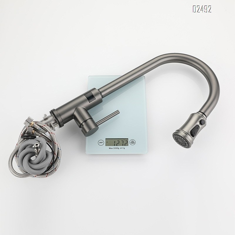 Kitchen smart touch stainless steel gun gray with digital display cold and hot rotating pull-out sink faucet