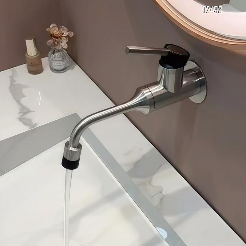 Minimalist brushed finish concealed wall-mounted basin mixer tap stainless steel cold and hot bathroom basin faucet