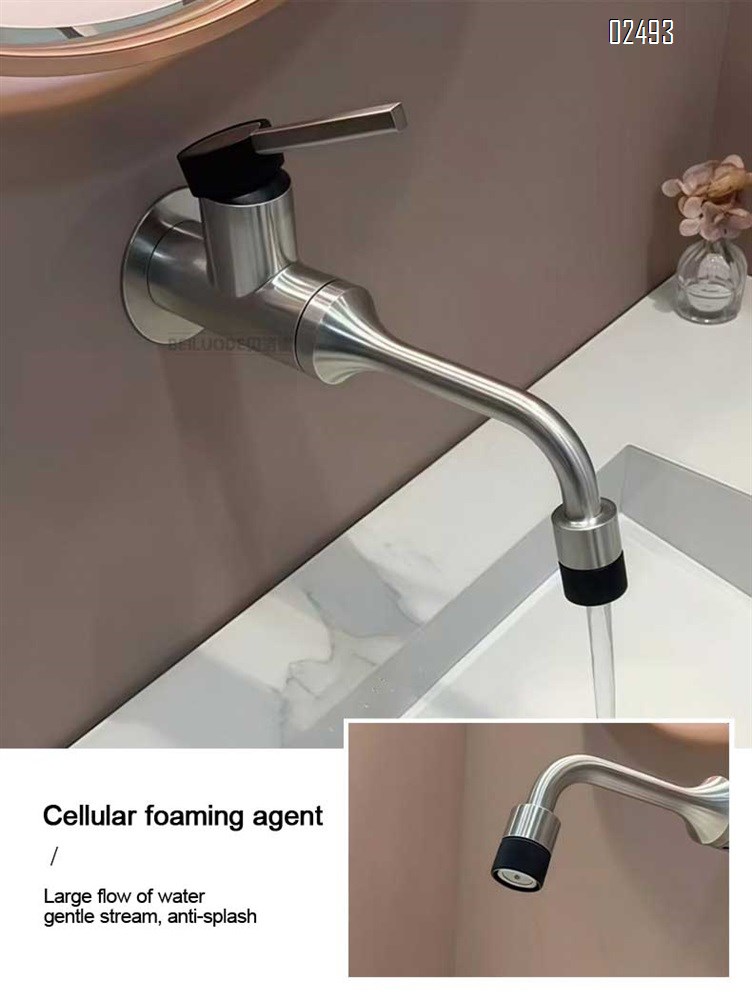 Minimalist brushed finish concealed wall-mounted basin mixer tap stainless steel cold and hot bathroom basin faucet