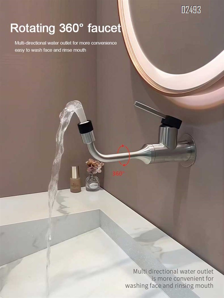 Minimalist brushed finish concealed wall-mounted basin mixer tap stainless steel cold and hot bathroom basin faucet