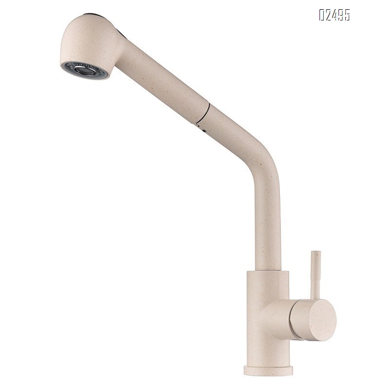 Stainless steel oatmeal color basin  pull-out multi-directional telescopic home vegetable sink balcony cabinet faucet