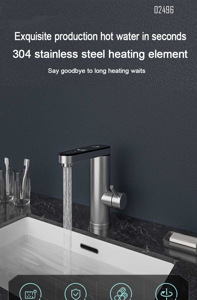 Stainless steel basin faucet, home bathroom, bathroom cabinet, digital display cold and hot two-in-one constant temperature faucet