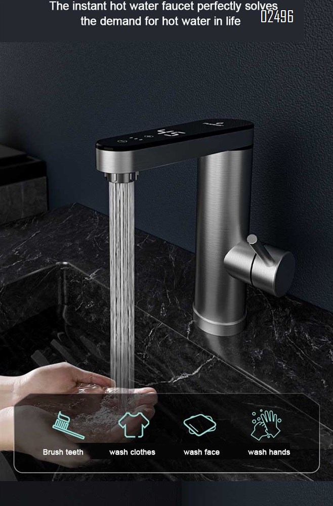 Stainless steel basin faucet, home bathroom, bathroom cabinet, digital display cold and hot two-in-one constant temperature faucet