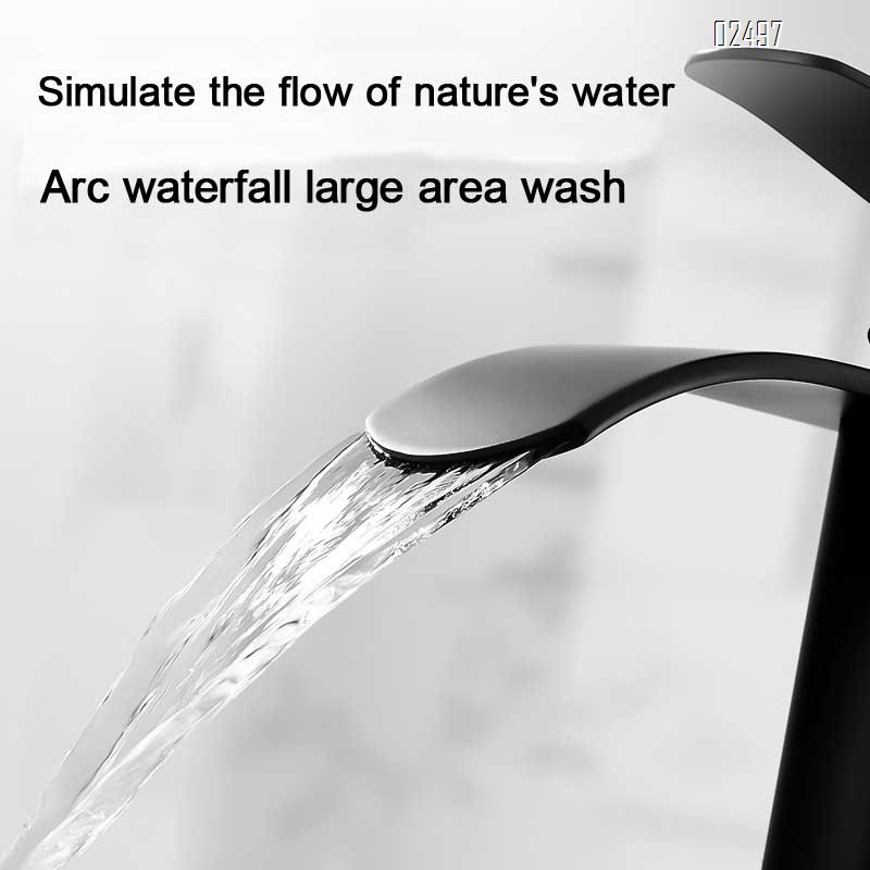Stainless steel cold and hot double-use countertop basin waterfall faucet