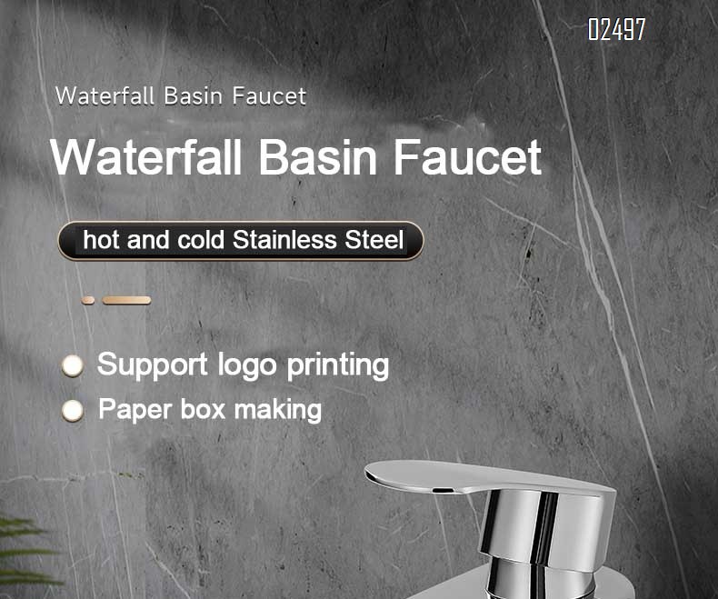 Stainless steel cold and hot double-use countertop basin waterfall faucet