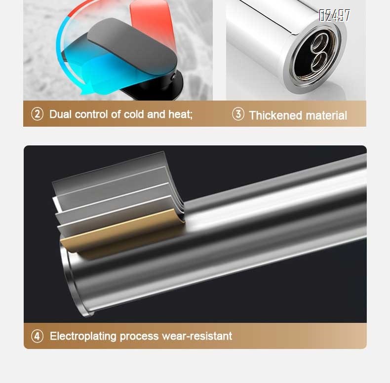 Stainless steel cold and hot double-use countertop basin waterfall faucet