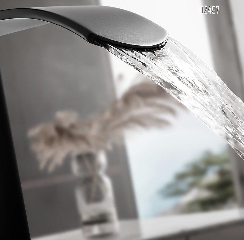 Stainless steel cold and hot double-use countertop basin waterfall faucet