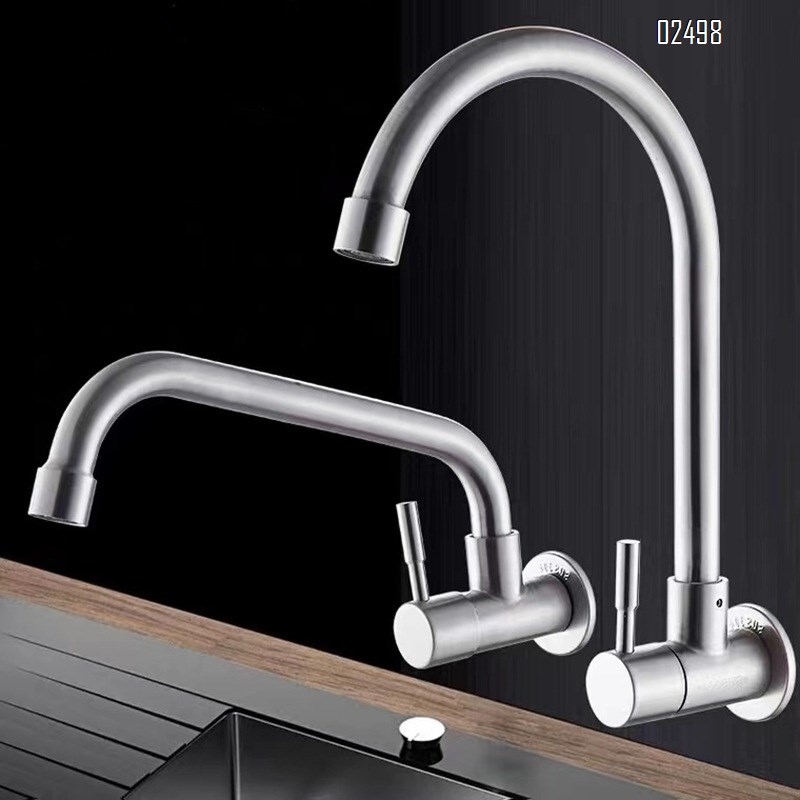 Deck-mounted kitchen faucet 304 stainless steel single cold faucet for vegetable sink, washing pool multi-directional faucet