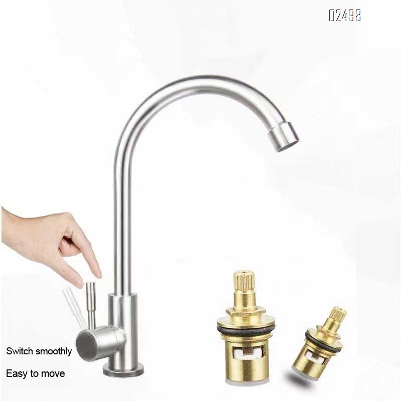 Deck-mounted kitchen faucet 304 stainless steel single cold faucet for vegetable sink, washing pool multi-directional faucet