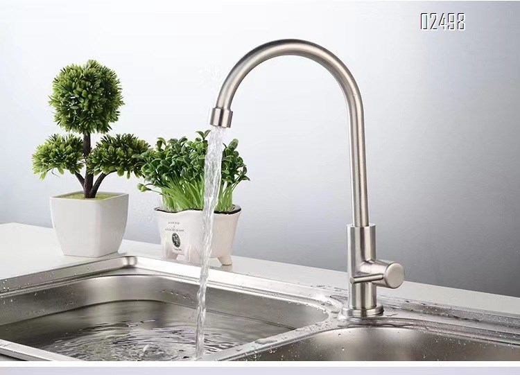 Deck-mounted kitchen faucet 304 stainless steel single cold faucet for vegetable sink, washing pool multi-directional faucet