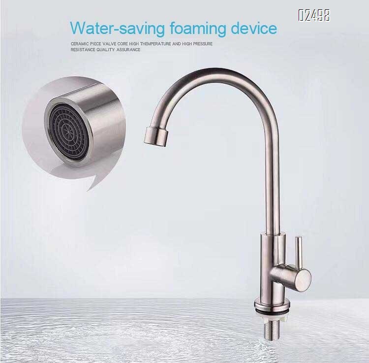 Deck-mounted kitchen faucet 304 stainless steel single cold faucet for vegetable sink, washing pool multi-directional faucet