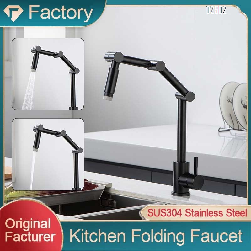 Stainless steel kitchen cold and hot mechanical arm sink, multi-functional washing basin, faucet