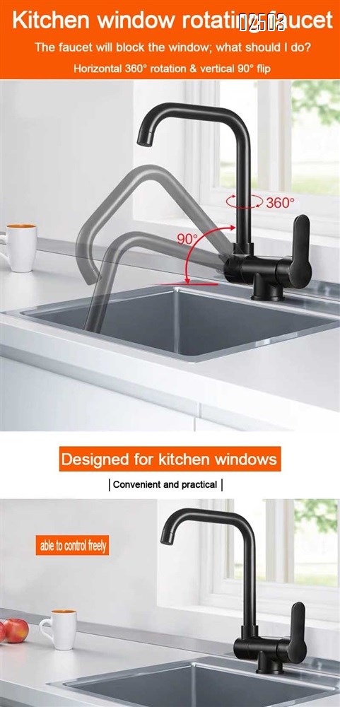 304 stainless steel gun gray foldable cold and hot kitchen black inside opening window vegetable sink multi-directional rotation home faucet