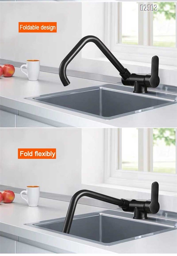 304 stainless steel gun gray foldable cold and hot kitchen black inside opening window vegetable sink multi-directional rotation home faucet