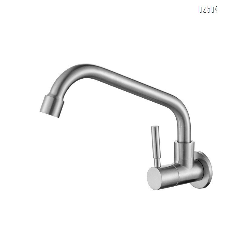 304 stainless steel single cold-drawn silk in-wall rotating kitchen faucet