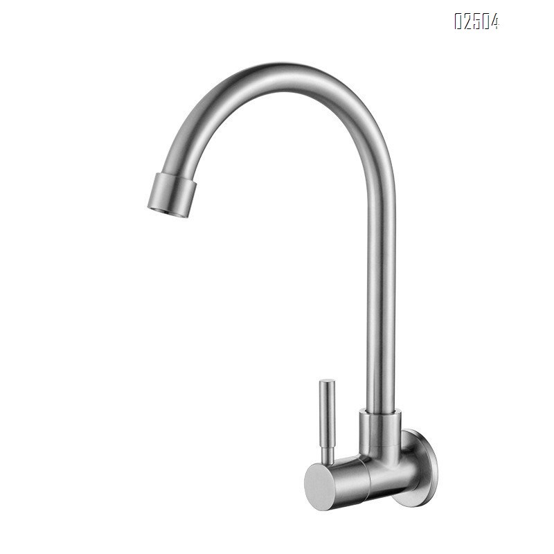 304 stainless steel single cold-drawn silk in-wall rotating kitchen faucet