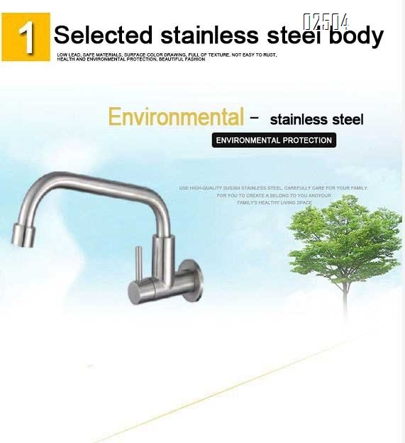 304 stainless steel single cold-drawn silk in-wall rotating kitchen faucet