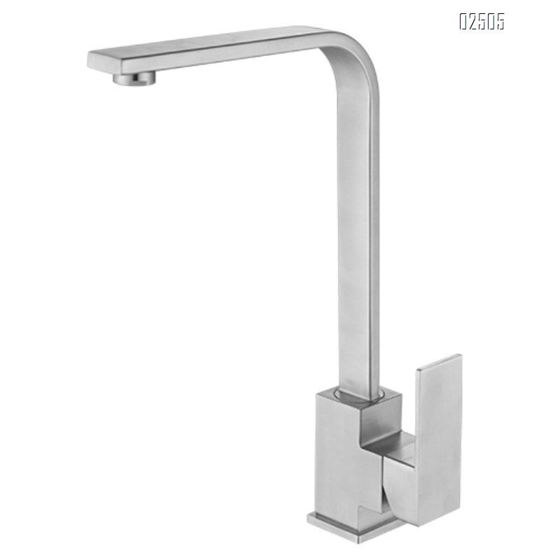 Black stainless steel baked enamel square swivel sink faucet with cold and hot water mixing for kitchen use