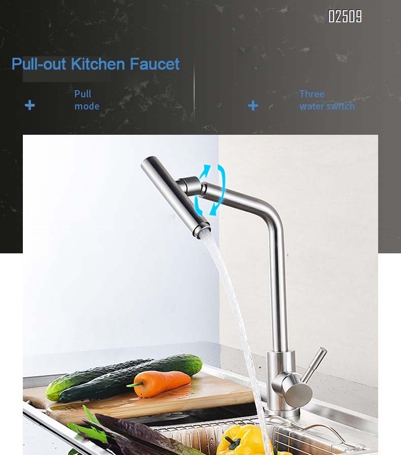 304 stainless steel rotating kitchen vegetable sink cold and hot home faucet