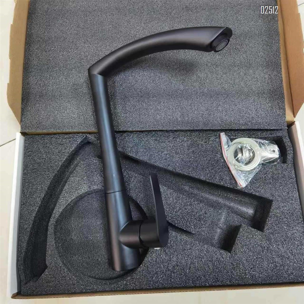 304 stainless steel black kitchen faucet with swivel and splash-proof spout kitchen faucet