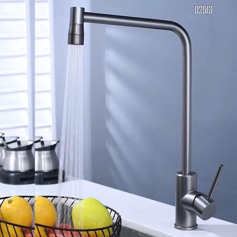 Kitchen faucet with ball bearing rotation 304 stainless steel kitchen cold and hot water gun gray