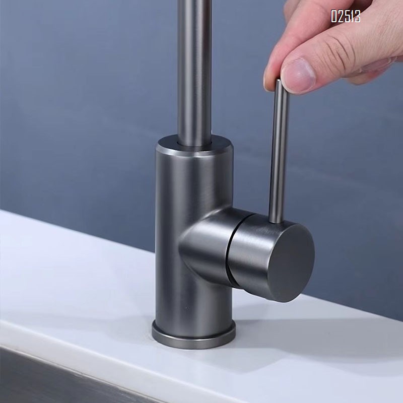 Kitchen faucet with ball bearing rotation 304 stainless steel kitchen cold and hot water gun gray