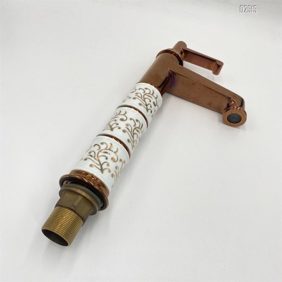 Brass Material cold and hot water Rose gold Chrome ceramic antique basin faucet