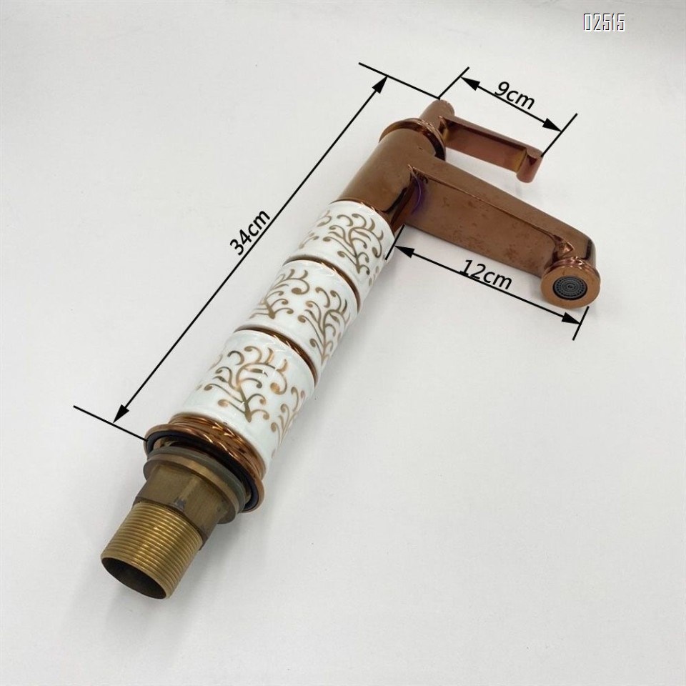Brass Material cold and hot water Rose gold Chrome ceramic antique basin faucet