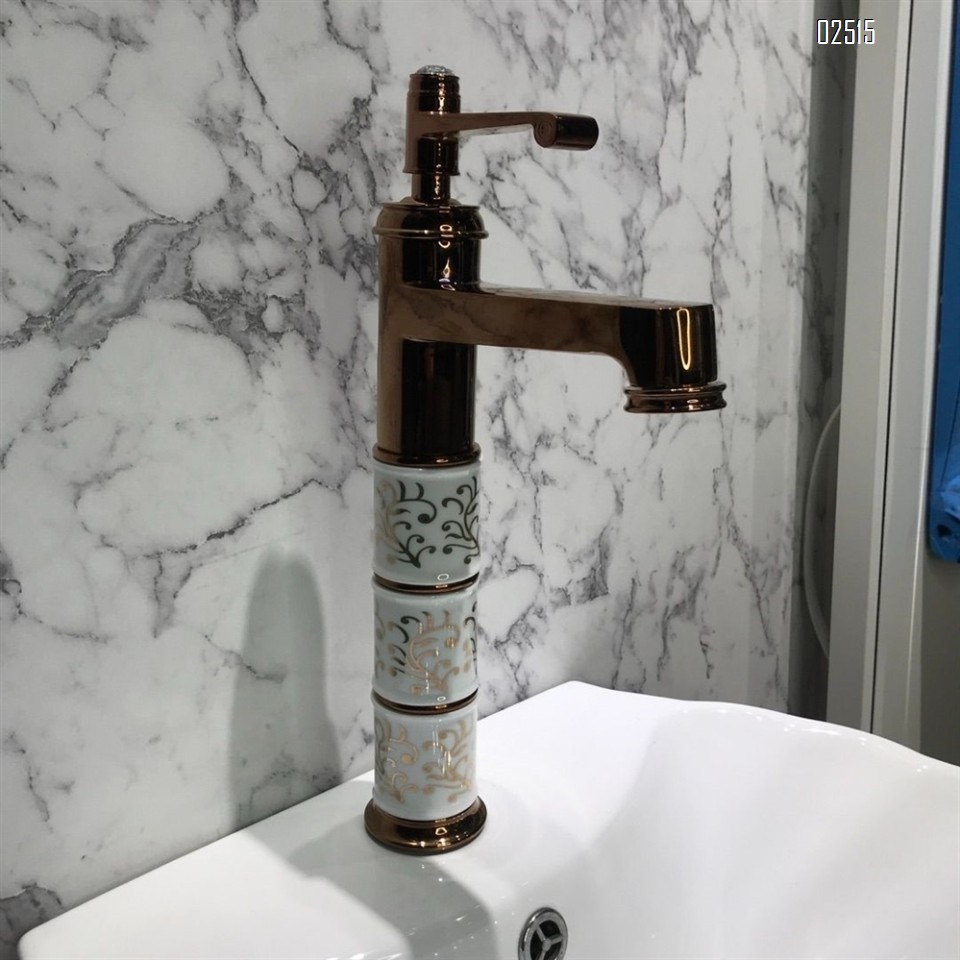 Brass Material cold and hot water Rose gold Chrome ceramic antique basin faucet