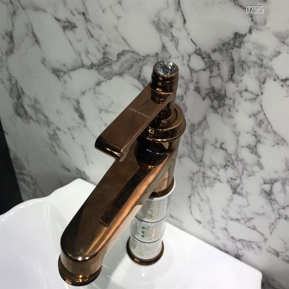Brass Material cold and hot water Rose gold Chrome ceramic antique basin faucet