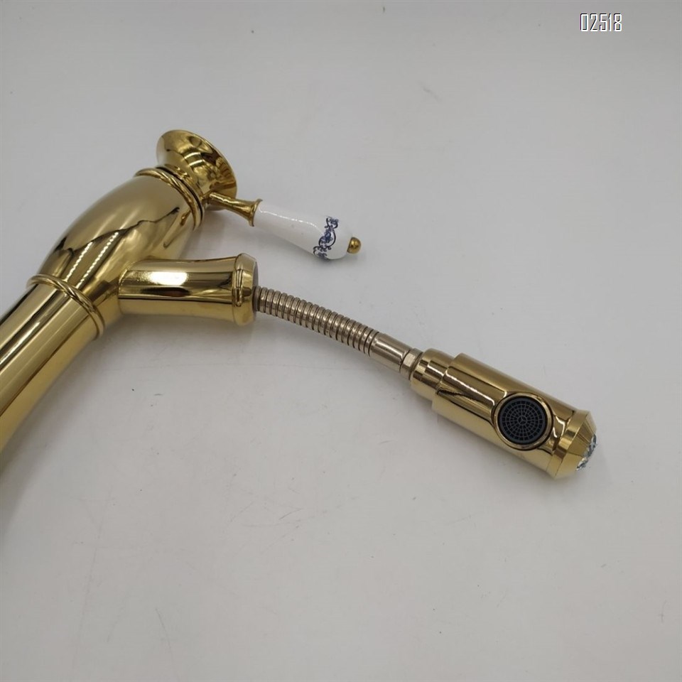 Brass Material cold and hot water washbasin tap with thermostat Zirconia ceramic handle basin pull-out faucet