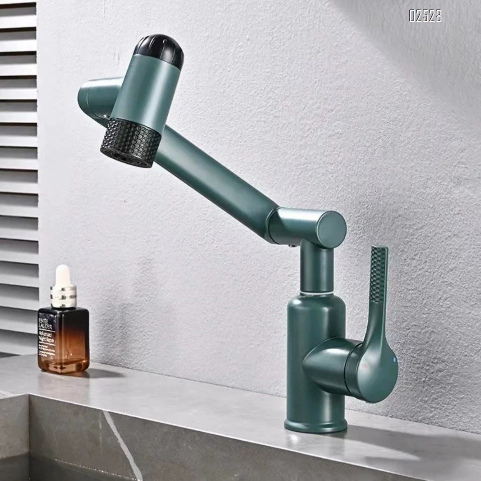 Gun Grey stainless steel cold and hot water faucet bathroom shower wash basin washstand basin swivel mechanical arm faucet