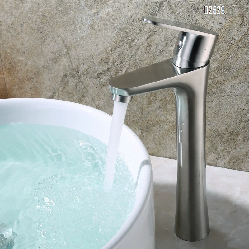 304 stainless steel brushed morden high-top basin faucet cold and hot wash basin faucet