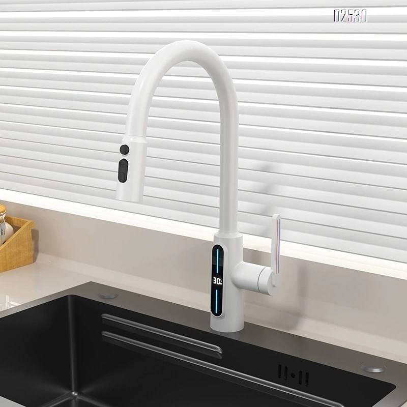Modern minimalist digital kitchen pull-out faucet  home wash basin cold and hot basin wash kitchen faucet
