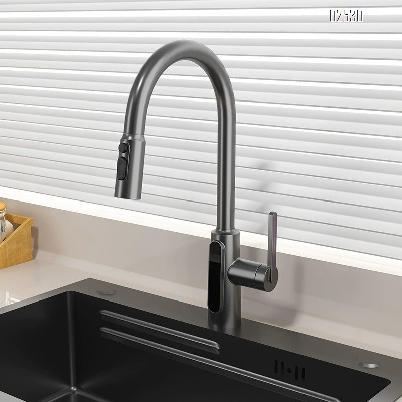 Modern minimalist digital kitchen pull-out faucet  home wash basin cold and hot basin wash kitchen faucet
