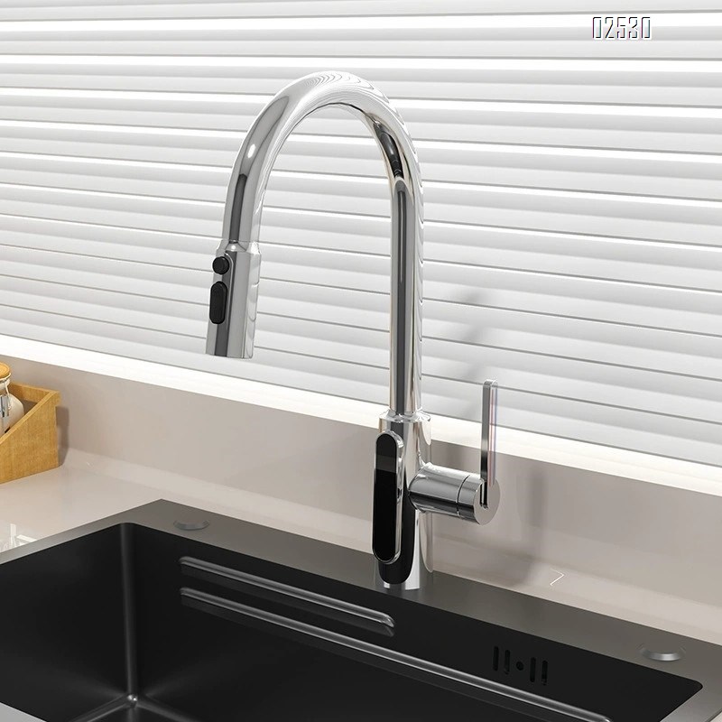 Modern minimalist digital kitchen pull-out faucet  home wash basin cold and hot basin wash kitchen faucet